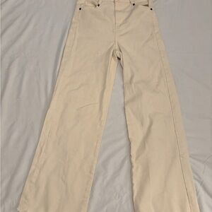 Cream Wide-Leg Pants